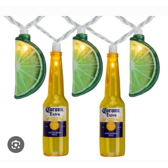 Corona Extra Beer Bottle and Lime Patio Light Set - 9' Black Wire - 10ct. Corona - Picture 1 of 8